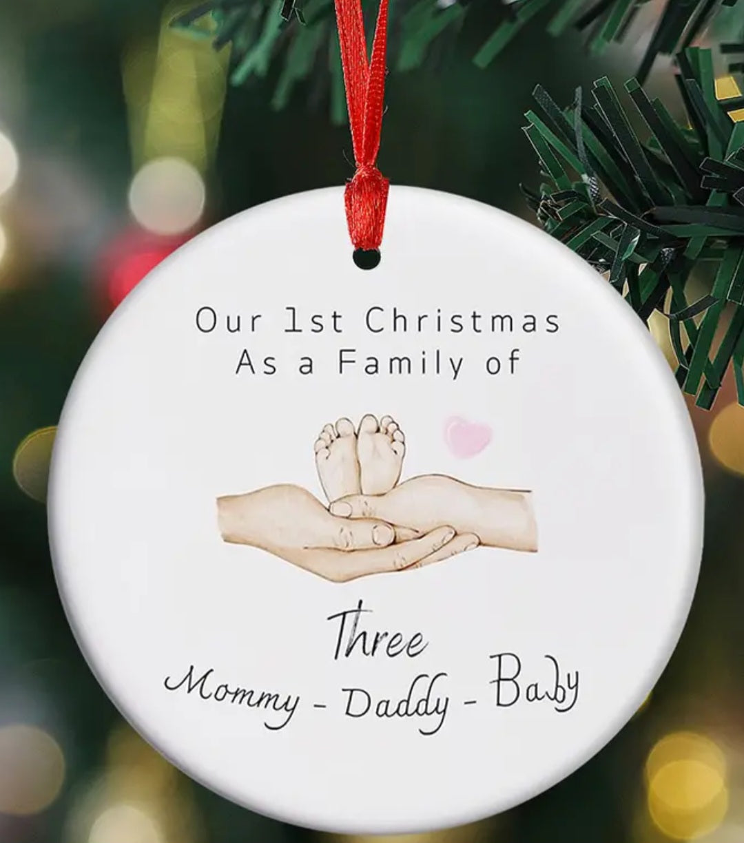 1st Christmas as a Family of 3 Ceramic Ornament