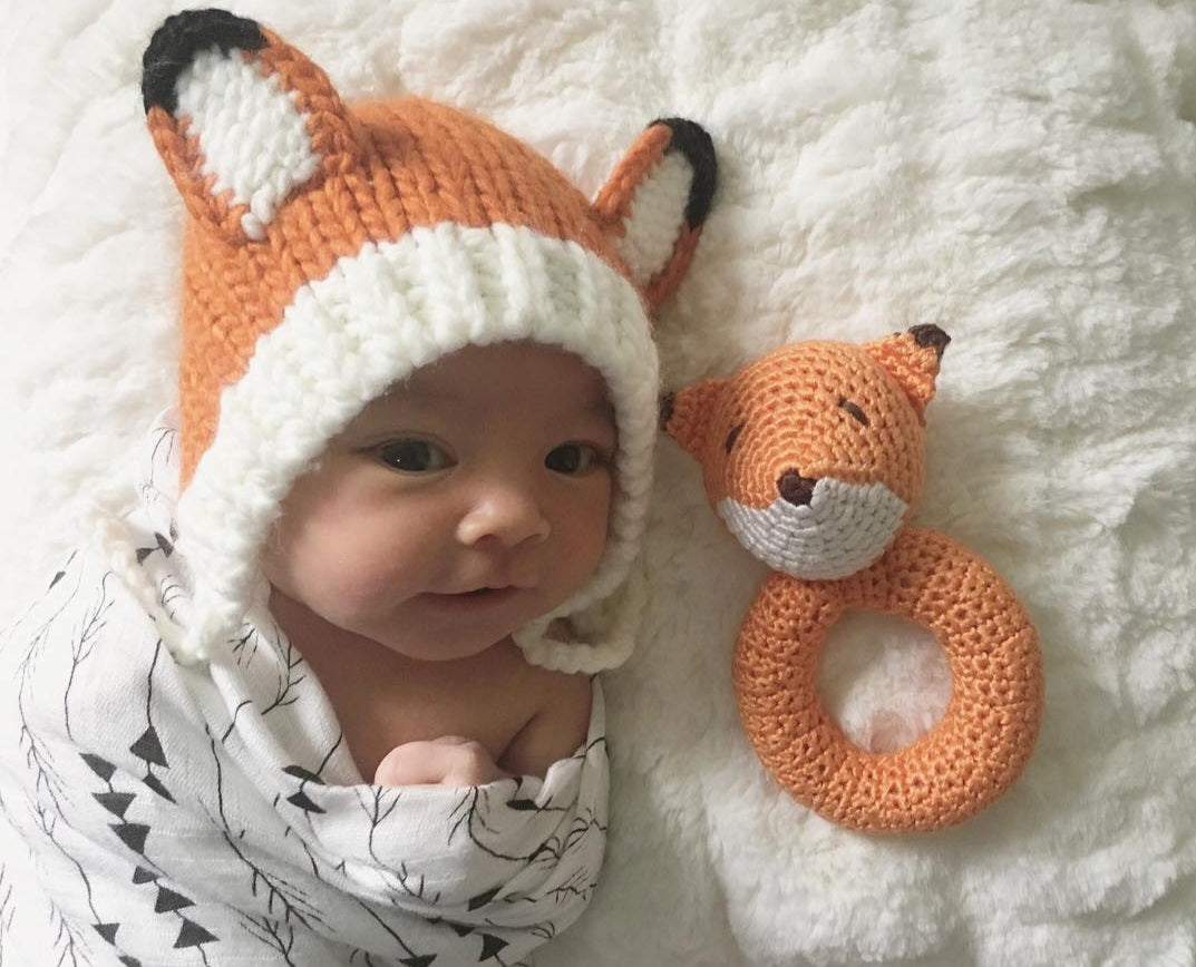 Fox Ring Hand Crocheted Rattle