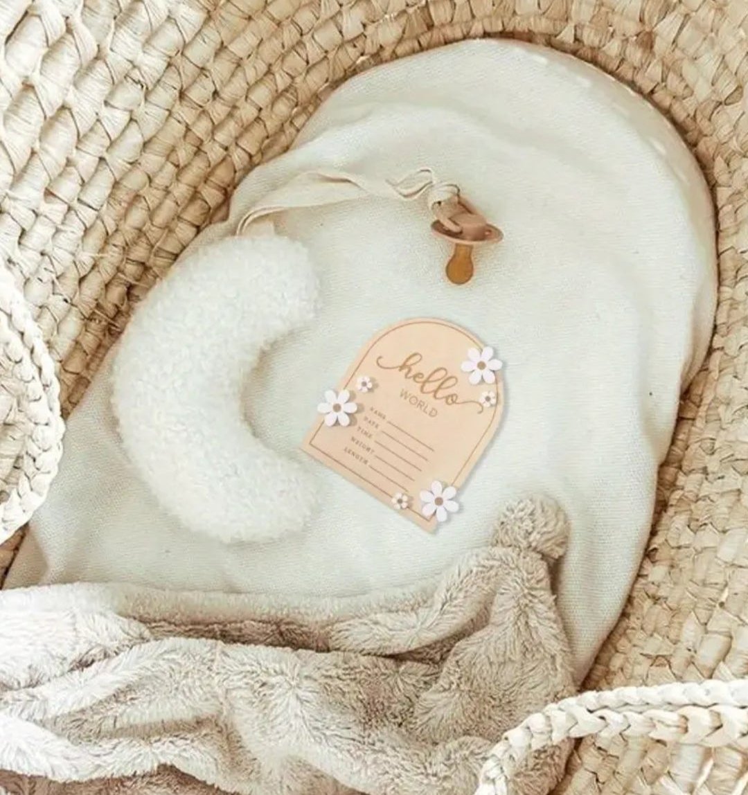 White Flower Birth Announcement