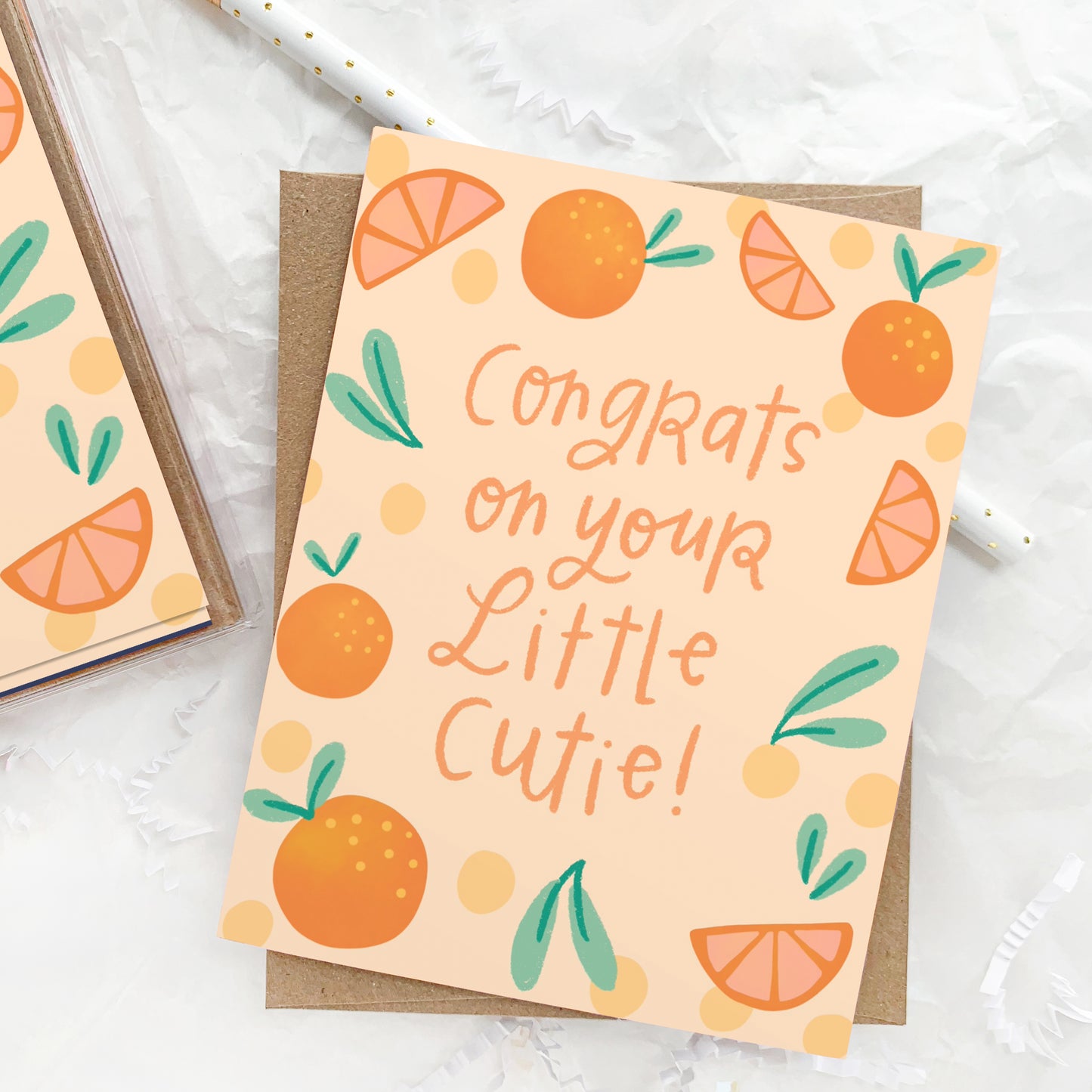 Greeting Card: Baby Little Cutie, Gender Neutral Citrus