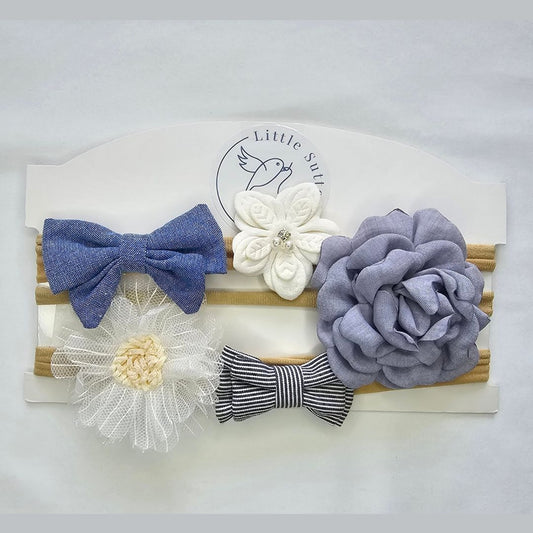 5 piece blue headband set