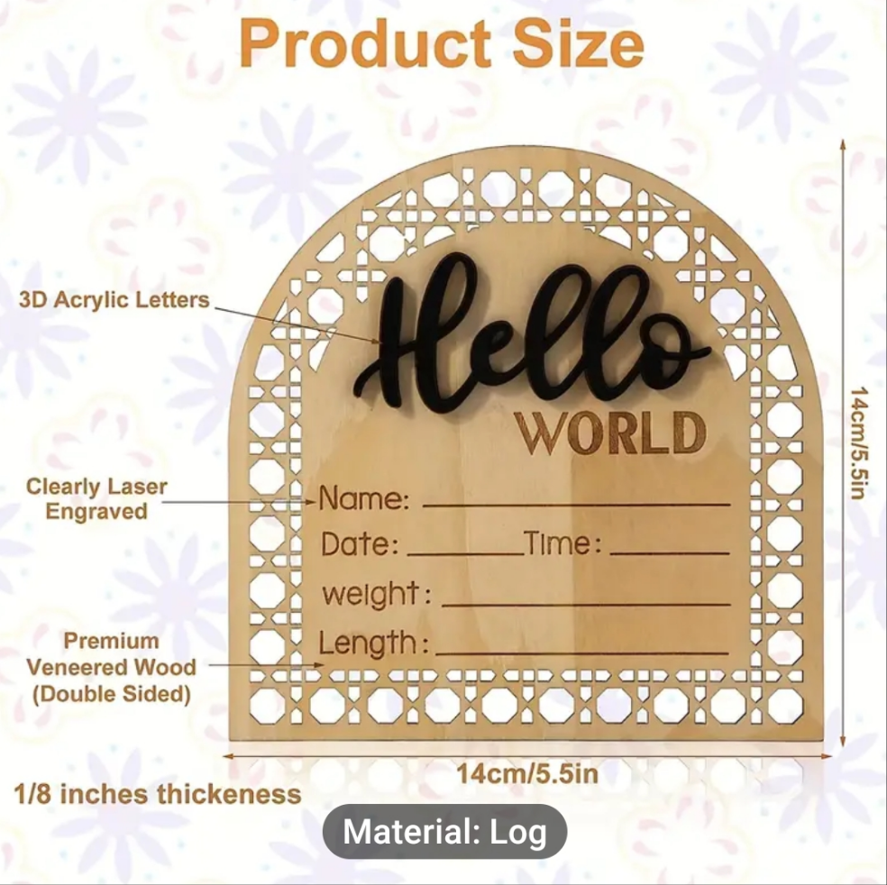 Boho Arched Birth announcement SIgn