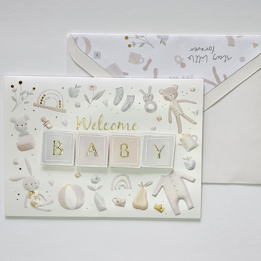 Welcome Baby Gold Foil