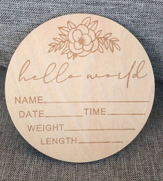 Flower birth announcement plaque