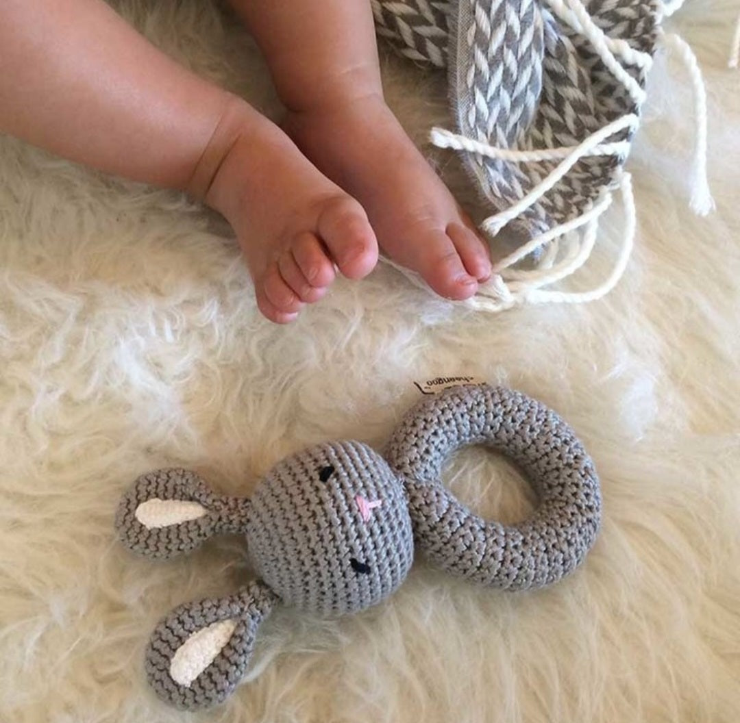 Bunny Ring Hand Crocheted Rattle