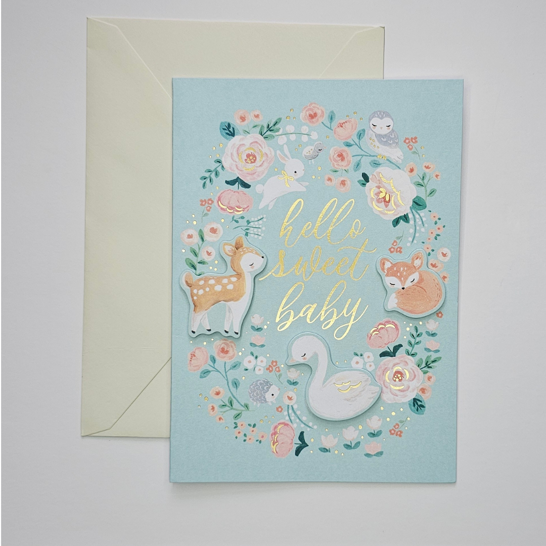 Woodland Greeting Card- Hello Sweet Baby