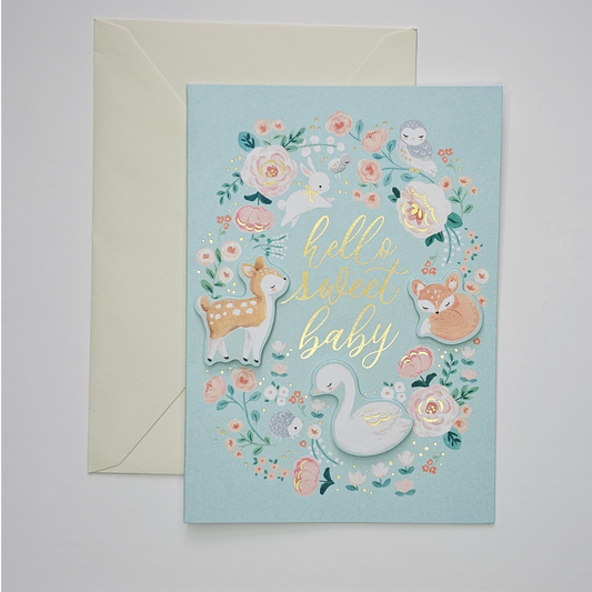 Woodland Greeting Card- Hello Sweet Baby