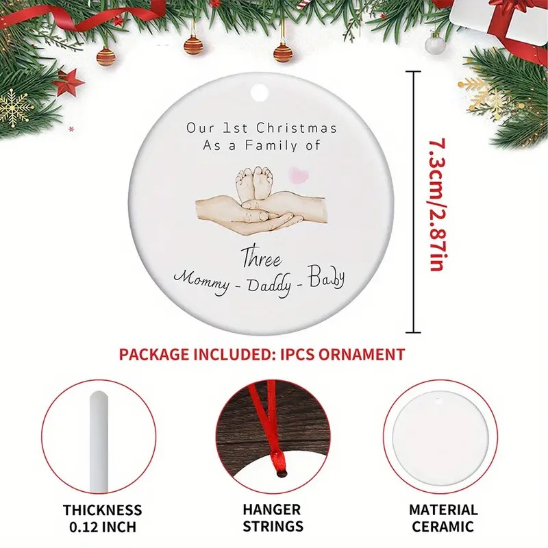 1st Christmas as a Family of 3 Ceramic Ornament