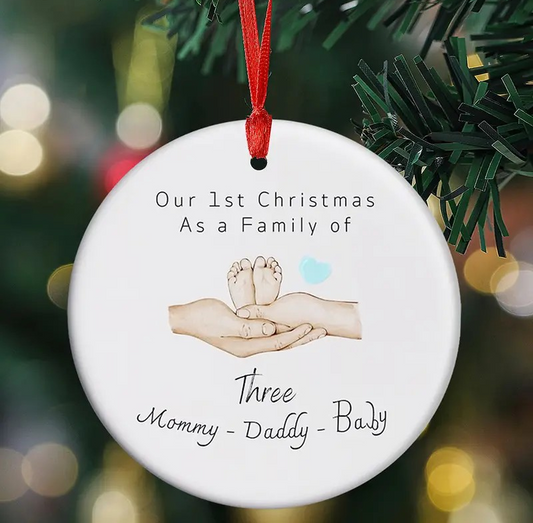 1st Christmas as a Family of 3 Ceramic Ornament