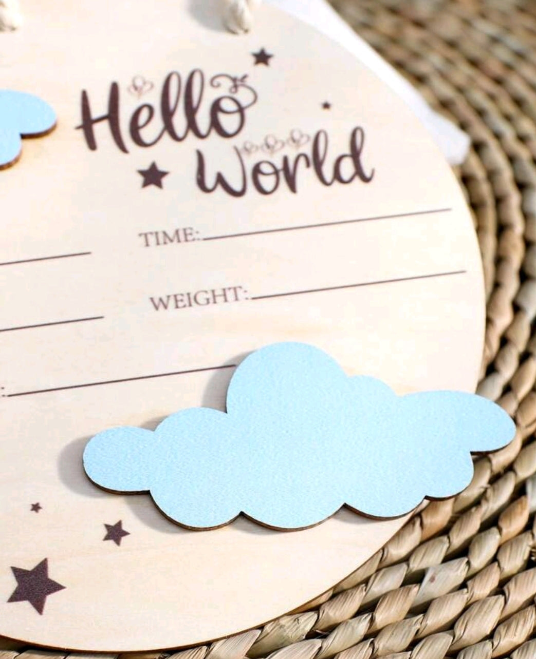 In the Clouds Birth Announcement plaque