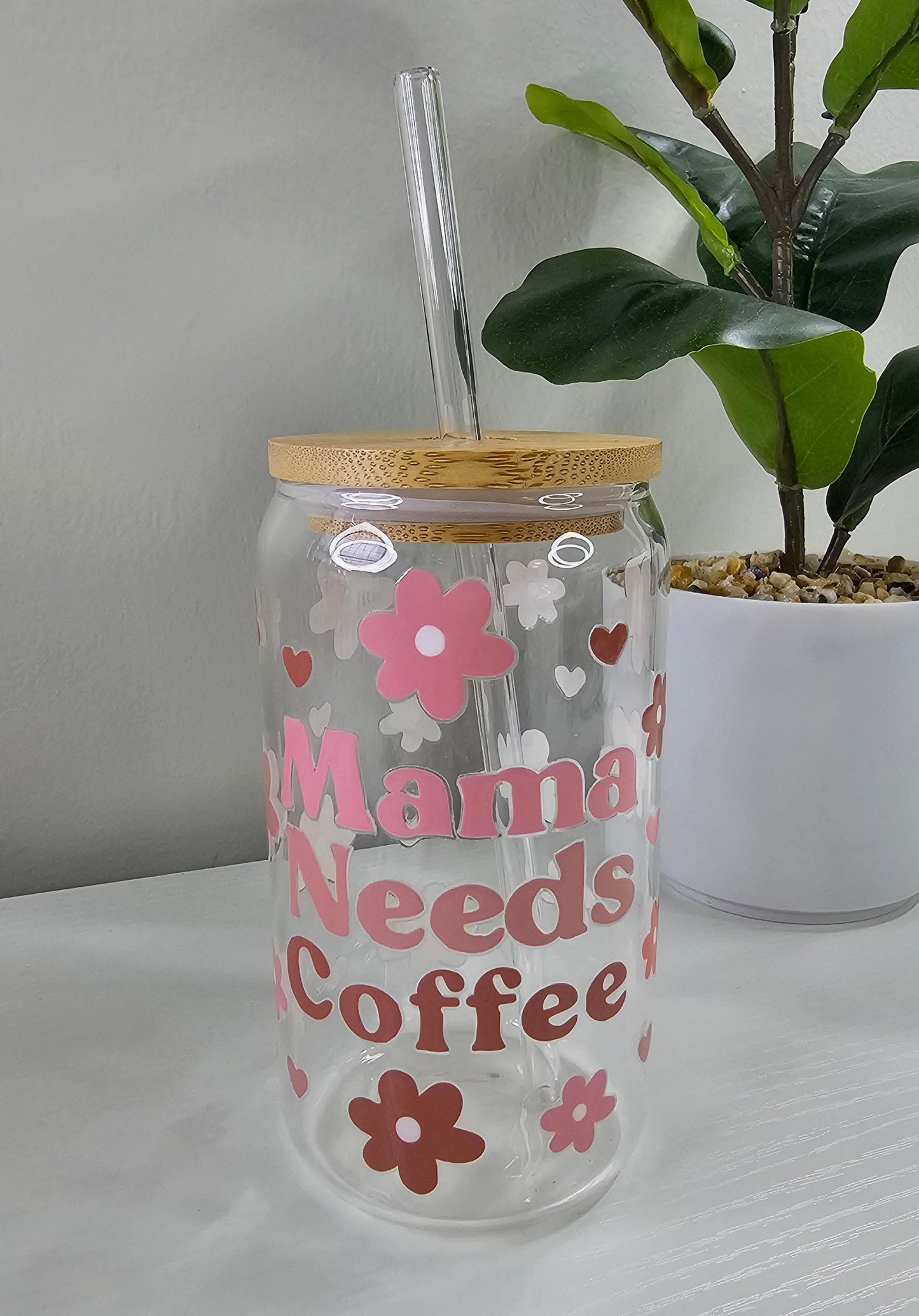 Mama Needs Coffee Glass Libby cup