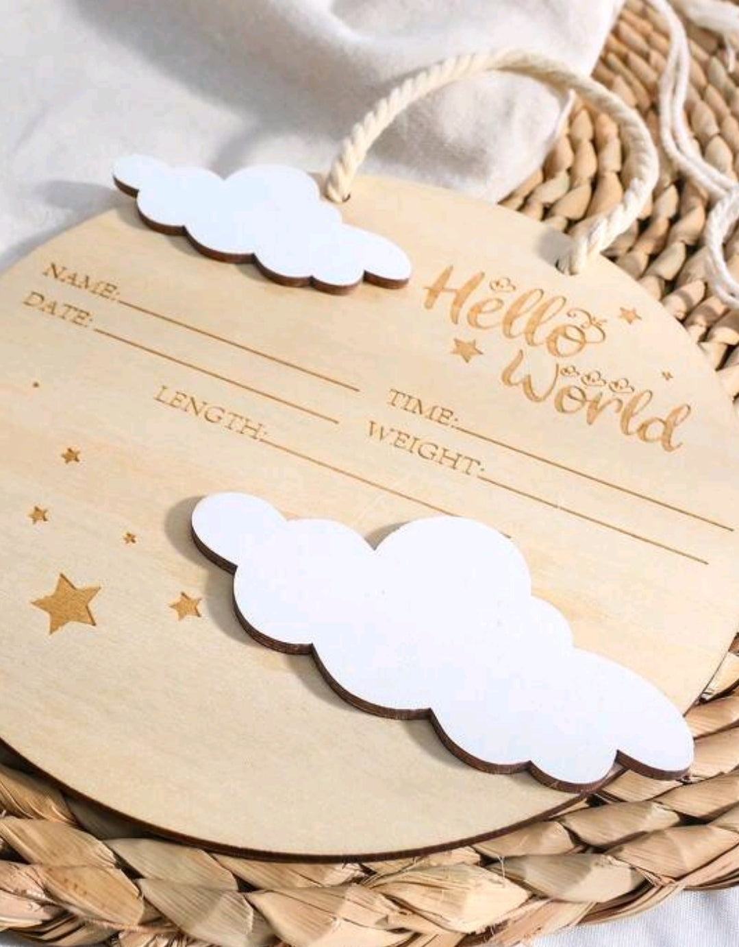 In the Clouds Birth Announcement plaque