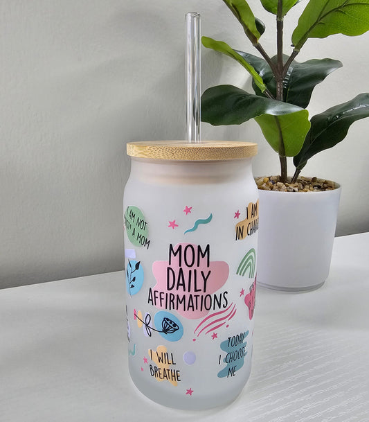 Mom Affirmations Frosted Glass Libby