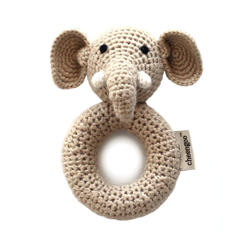 Elephant Ring Hand Crocheted Rattle