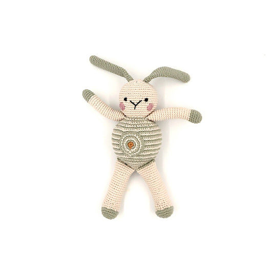 Organic Bunny Baby Toy - Teal Spot