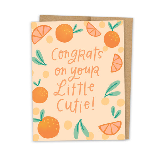 Greeting Card: Baby Little Cutie, Gender Neutral Citrus