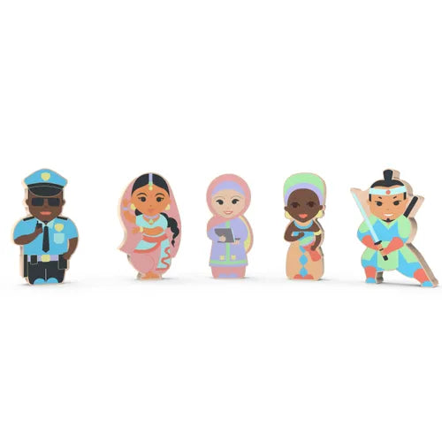 American Policeman Wooden Painting Figure Set