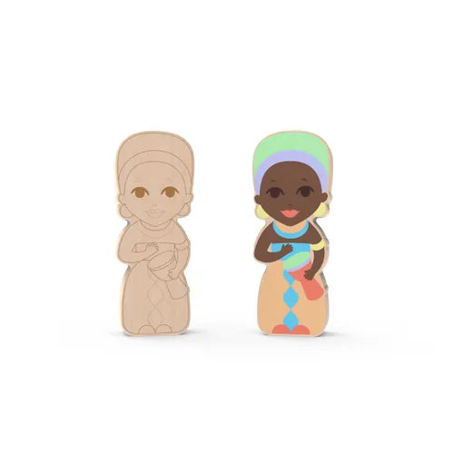 Congolese Musician Wooden Painting Figure Set