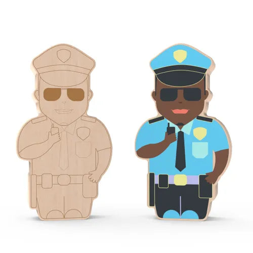 American Policeman Wooden Painting Figure Set