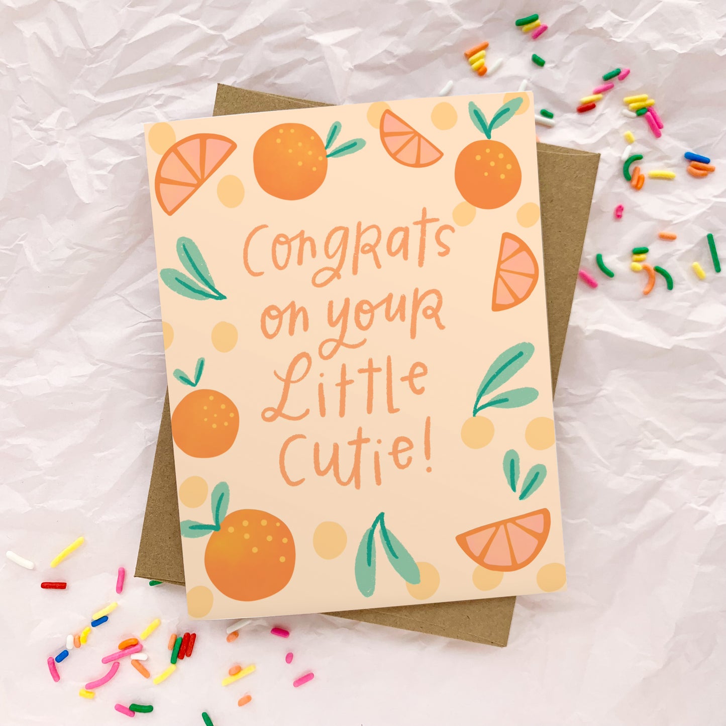 Greeting Card: Baby Little Cutie, Gender Neutral Citrus